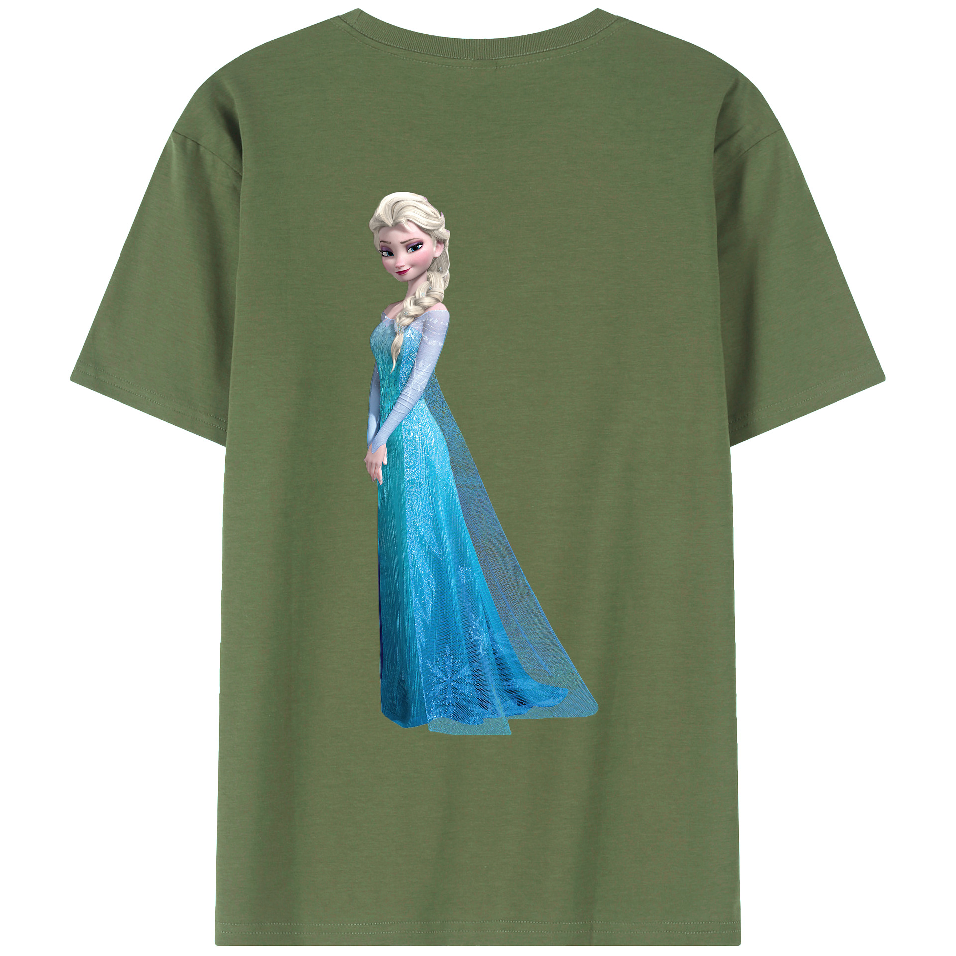 （画像用） アナと雪の女王 アンナ エルサ Frozen Anna Elsa 綿100％ メンズ半袖Tシャツ（バックプリント） 通気性